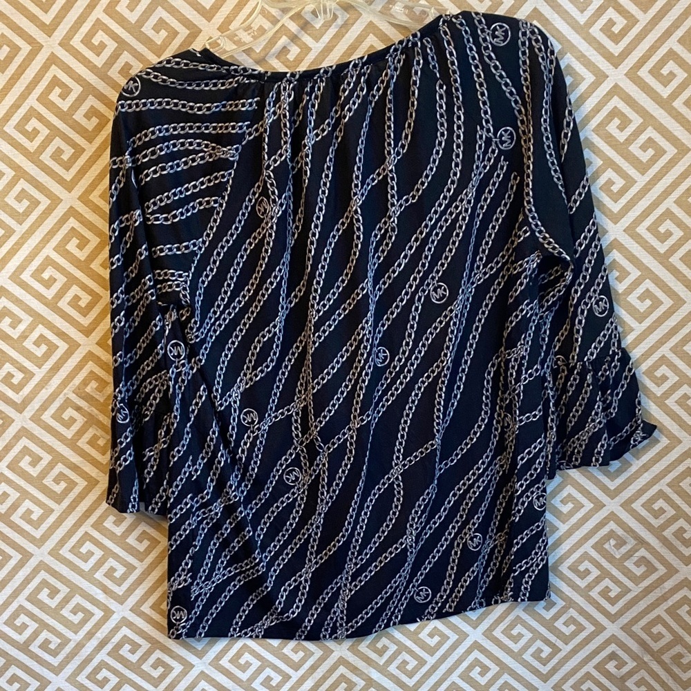 Michael Kors Navy Chain Pattern Blouse - Picture 4 of 8